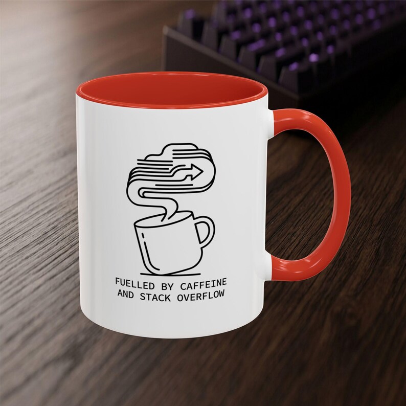 Developer Mug – Caffeine Stack Overflow Line Art Coffee Cup (11 oz or 15 oz) image 1