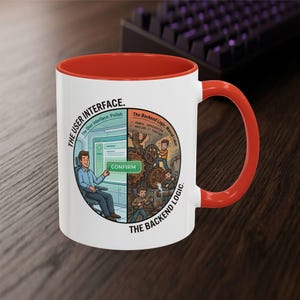 UI vs Backend logische Tasse | Lustiges Programmierer Geschenk | 11oz 15 Unzen Software Engineer Kaffeetasse | Programmierer Coding Humor