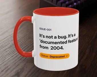 Programmer Mug | Undocumented Feature, Retro Tech Humor Coffee Cup