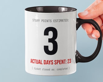 Caneca para Engenheiro de Software | Pontos de História vs. Dias Reais | Caneca Divertida para Desenvolvedor | Presente para Programador Scrum Master | Caneca para Gerente de Projetos Técnicos
