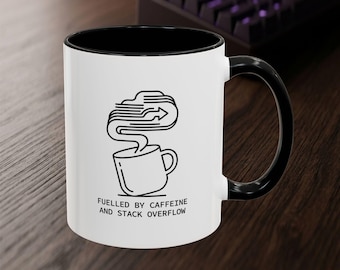 Caneca "Movida a Cafeína e Stack Overflow" - Caneca de Café para Desenvolvedores - Presente para Programadores - Decoração Minimalista para Mesa de Trabalho de Tecnologia