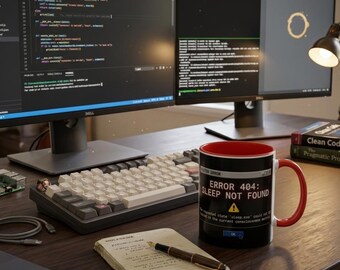 Error 404 Sleep Not Found Mug | Programmer Coffee Cup, Tech Humor Desk Accessory