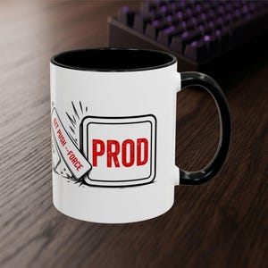 Funny Git Push Force Mug | Tech Debt Dominoes Coffee Cup | DevOps Developer Coworker Birthday Gift