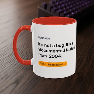 Undocumented Feature Mug | Funny Programmer Gift | Backlog Series SKU-01 | Software Engineer Coffee Cup | IT Support Joke | Retro Coding Hum