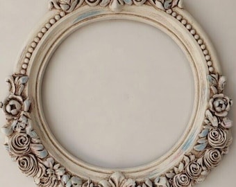 Ozdobne rzeźbione lustro w stylu rokoko – luksusowe okrągłe lustro ścienne w stylu wiktoriańskim