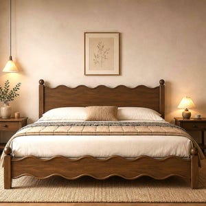 Organic Modern Solid Wood Bed Frame | Japandi Low Profile Platform Bed
