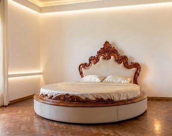 Luxury Teak Wood Round Bed | French Provincial Princess Bedroom Furniture