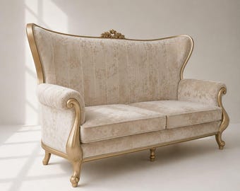 Luxury Antique Rococo Sofa Set | Handmade Solid Teak Wood Couch | Vintage Living Room Furniture