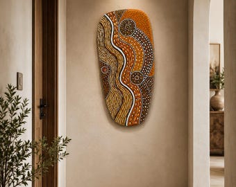 Vintage Handmade Textured Wooden Wall Art | Art Deco, Boho Living Room Decor