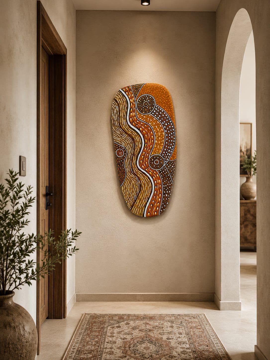 Vintage Handmade Textured Wooden Wall Art | Art Deco, Boho Living
