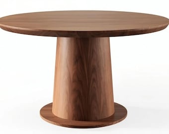 Massiver Teakholz Esstisch für 4 Personen | Moderne Sockel, Polsterstühle