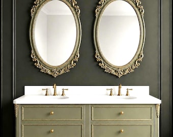 Antique French Bathroom Vanity with Rococo Carved Mirrors, Double  Sink Floating Bathroom Cabinet