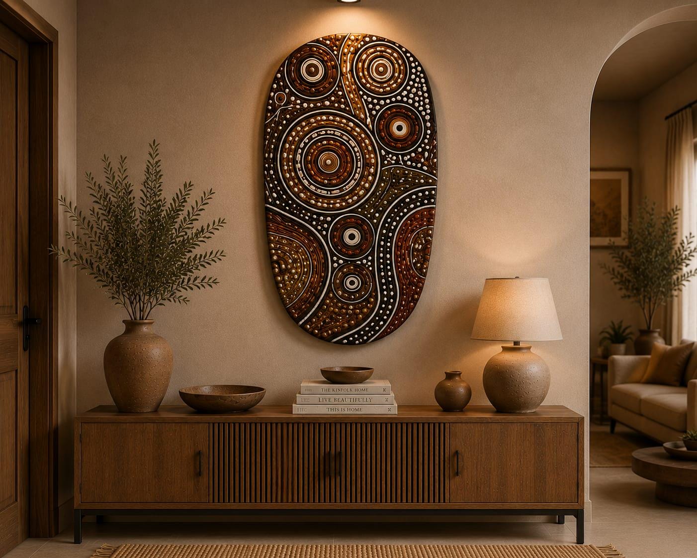 Vintage Handmade Textured Wooden Wall Art | Art Deco, Boho Living