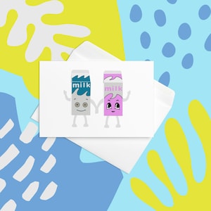Retro Melkfles Carton Couple Card - Coffee and TV by Blur - Retro Britpop Music Decor