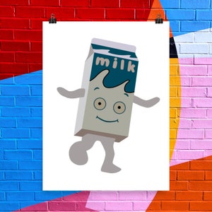 Retro Milk Bottle Carton Poster - Coffee and TV by Blur - Retro Britpop Music Decor
