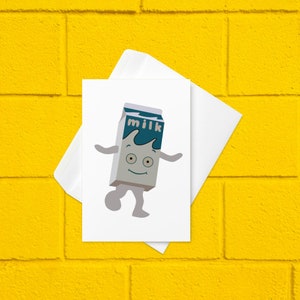 Retro Milk Bottle Carton Greeting Card - Coffee and TV by Blur - Retro Britpop Music Decor