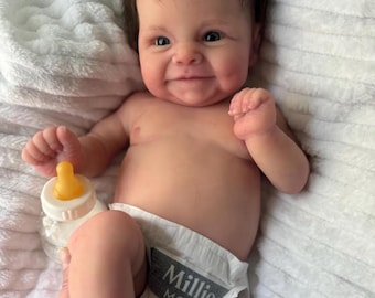 Full Silicone Reborn Baby 22" Handmade Realistic Baby Doll Boy Girl, Lifelike Soft Silicone Newborn, Collectible Art Doll, Gift for Birthday