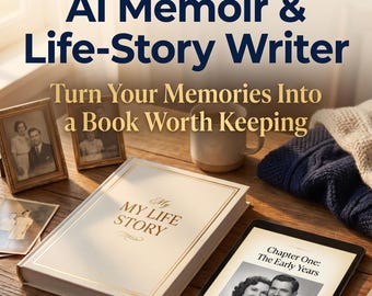 AI Memoir & Autobiography Writer | Life Story Prompt Kit | Guided Memory Interview, Chapter Drafting and Editing | Instant Download