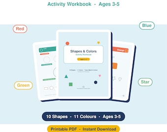 Shapes and Colors Workbook for Toddlers | Preschool Learning Printable | Trace Match Colour Activity | Pre-K Busy Book PDF Instant Download