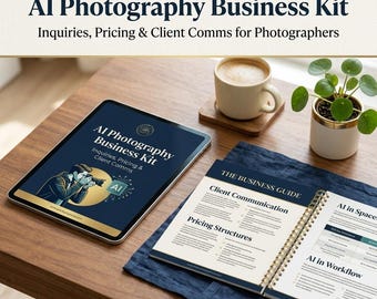 AI Photography Business Kit | Inquiry Replies, Pricing, Client Guides & Social Caption Prompt Kit | For Photographers | Instant Download