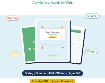 Four Seasons Activity Workbook for Kids | Spring Summer Fall Winter Printable | Preschool Kindergarten Learning Bundle | Instant Download