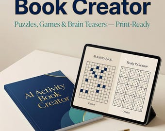 AI Activity Book Creator | Puzzles, Word Search, Sudoku & Maze Prompt Kit | Print-Ready with Answer Keys | Instant Download