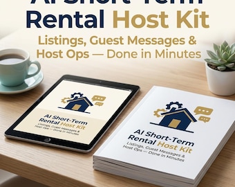 AI Short-Term Rental Host Kit | Listing Descriptions, 50 Guest Messages & Welcome Book | Vacation Rental Prompt Kit | Instant Download