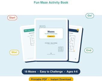 Mazes for Kids Printable | 18 Fun Maze Puzzles Preschool Kindergarten | Problem Solving Activity Book | Instant Download PDF Busy Book
