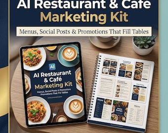 AI Restaurant & Café Marketing Kit | Menu Descriptions, 30-Day Social Calendar and Promotion Prompt Kit | Instant Download