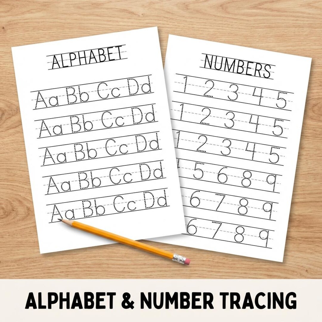 Alphabet Tracing Worksheets A-Z, Number Tracing Pages, Handwriting ...