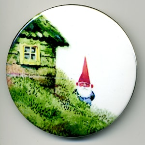Vintage Gnome Magnet or Pinback Buttons: A Gnome Home