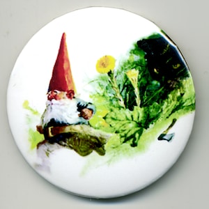 Vintage Gnome Magnet or Pinback Buttons: Gnomes are Faster, Can Jump Higher and are Seven Times Stronger than Man