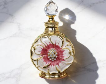 Vintage Parfümflasche 12ml, Floral Glasduftflasche, Dekorativer nachfüllbarer Ölspender, Mädchengeschenk