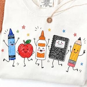 Back to School Png, Cute School Supplies PNG, Teacher Shirt Design, Crayon Apple Pencil Notebook Png, School Png Clipart, Sublimation PNG