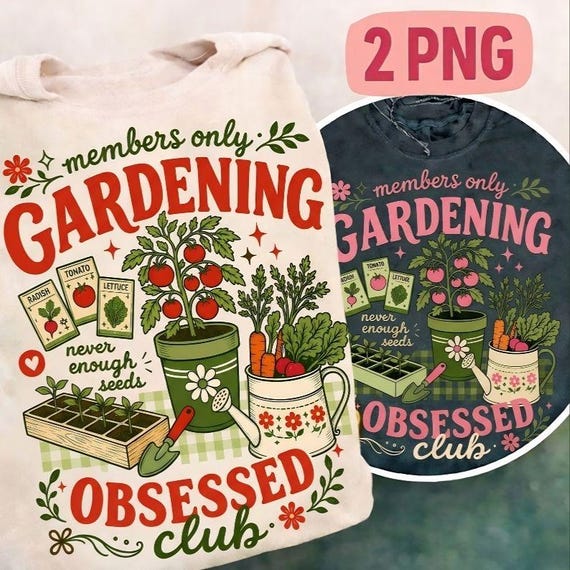 Gardening Obsessed Club PNG Potted Plant Garden Humor Preppy doodle, Plant Lover png Funny Gardener Gift Plant Lover Design Digital Download