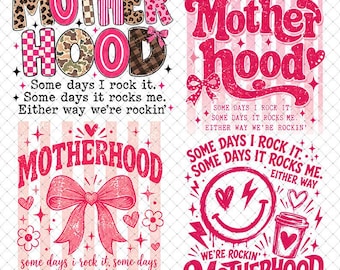 Motherhood PNG Bundle, Coquette Bow Mom Png, Leopard Motherhood, Funny Mom Sublimation, Some Days I Rock It, Mothers Day, Digital Download
