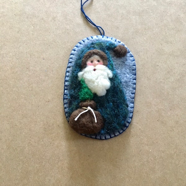 Needle Felted Santa Gnome Christmas Ornament