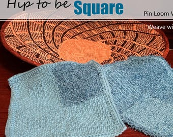 2 patrones de tejido con telar de alfileres para cuadrados de 10 cm. Aprende consejos y trucos para tejer con hilo de fregar. Incluye 3 diseños de tejido cuadrado.
