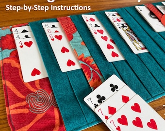 Card Playing Mat - 5 Sizes - SEWING PATTERN only - Samba, Ponytail Canasta, Hand-Foot-&-Toe, and more. Foldable and Rollable Mat Options