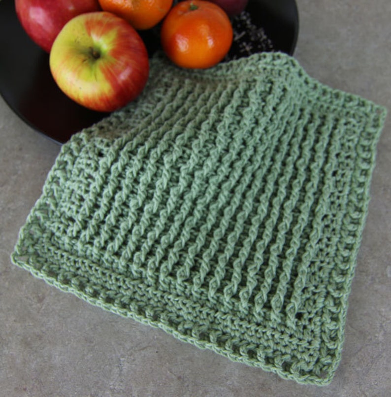 Cabled Tea Towel and Dishcloth CROCHET PATTERN PDF dish towel dish cloth washcloth wash cloth dish rag Crochet Cable Stitch image 4