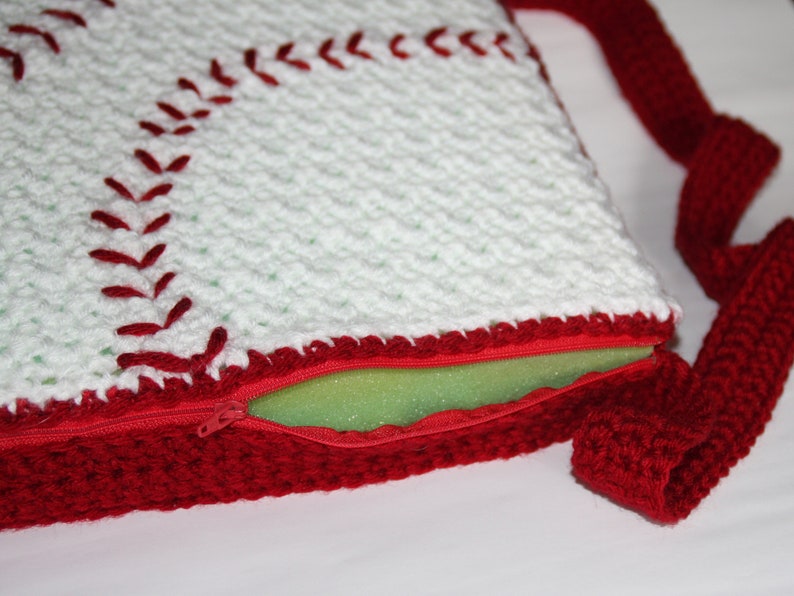 Stadium Cushions 3 in 1 Crochet Pattern PDF Football and Baseball Stadium Seat Cushions and Baseball Pillow Zipper Shoulder Strap image 4