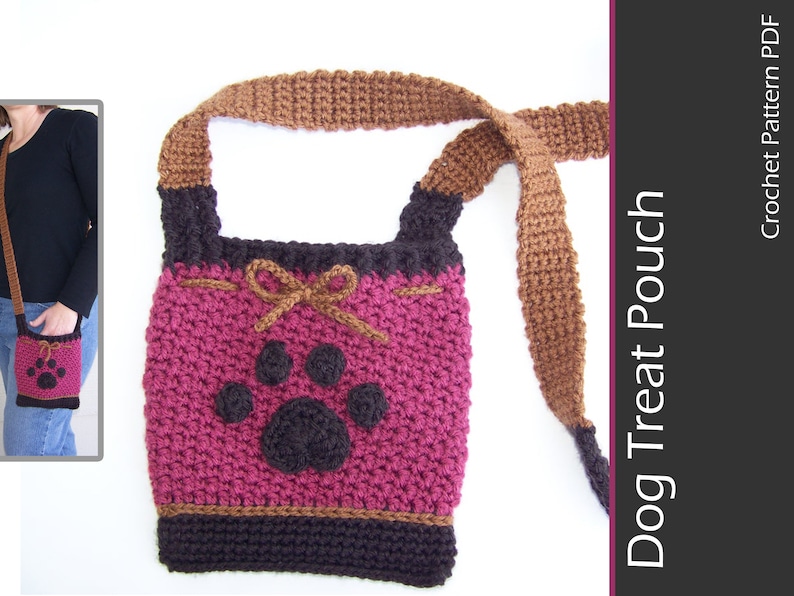 Dog Treat Pouch CROCHET PATTERN Dog Paw Purse image 1