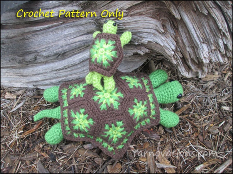 Turtle CROCHET PATTERN Mommy Turtle and Baby Turtle Rattle Stuffed Animal Baby Shower Gift Toy image 3