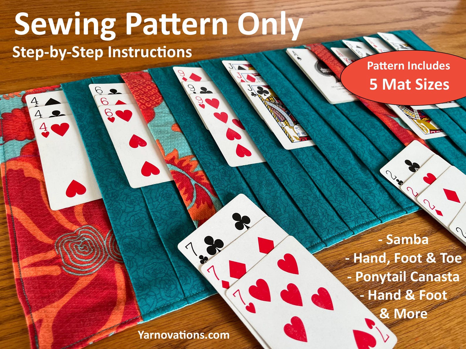 Card Playing Mat - 5 Sizes - SEWING PATTERN Only - Samba, Ponytail ...
