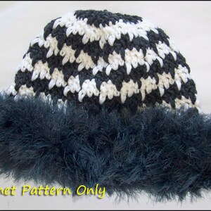 Houndstooth Trio Ladies Hat, Cowl, Muff CROCHET PATTERN image 4