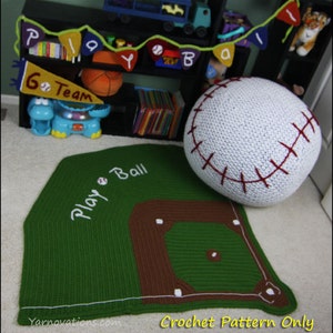 Play Ball Baseball Bean Bag Chair, Ball Diamond Baby Blanket, Bunting and Pennant CROCHET PATTERN image 6