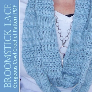 Lacy Scarf and Cowl Crochet Pattern Broomstick Lace, Puff Stitch image 1