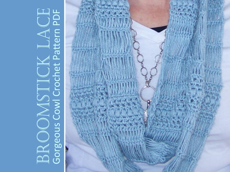 Lacy Scarf and Cowl Crochet Pattern Broomstick Lace, Puff Stitch image 1