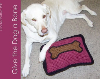 Dog Bone - CROCHET PATTERN PDF - Decorative Throw Pillow