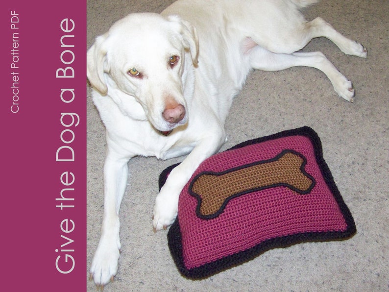 Dog Bone CROCHET PATTERN PDF Decorative Throw Pillow image 1